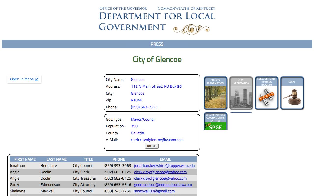 Gallatin County Glencoe government criminal records context