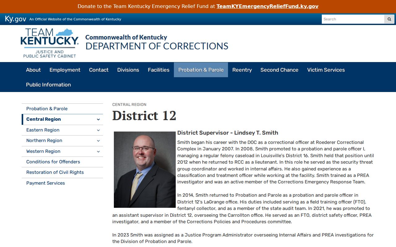 Gallatin County Glencoe criminal record probation and parole district
