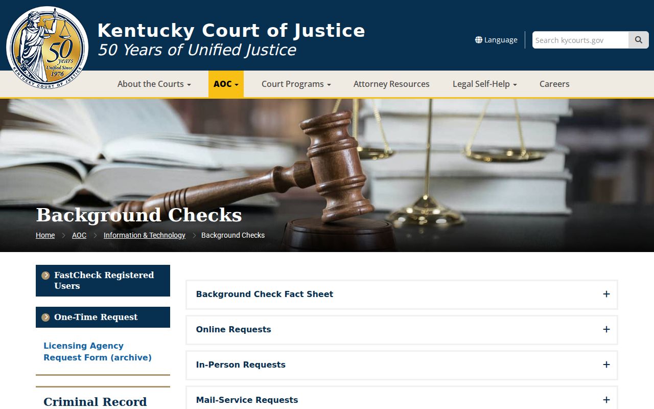 Gallatin County criminal history AOC background-check information