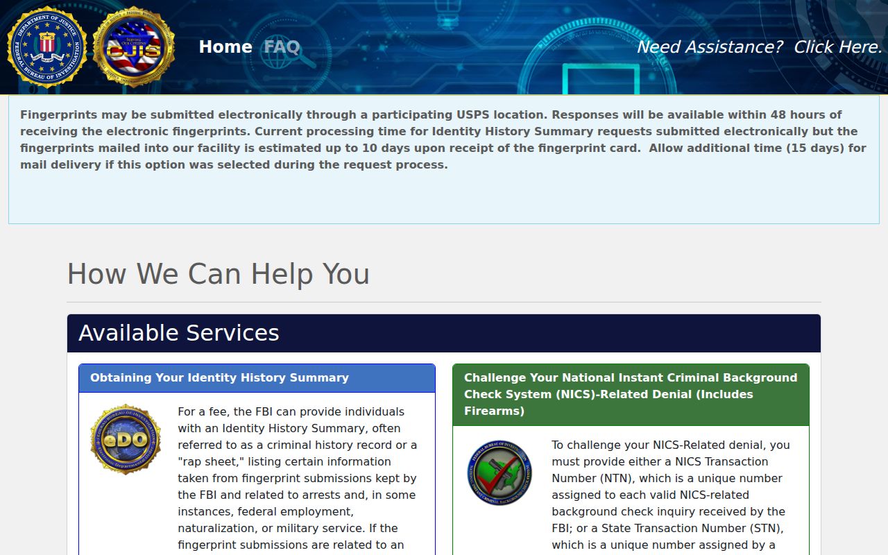 Gallatin County criminal history FBI identity summary portal