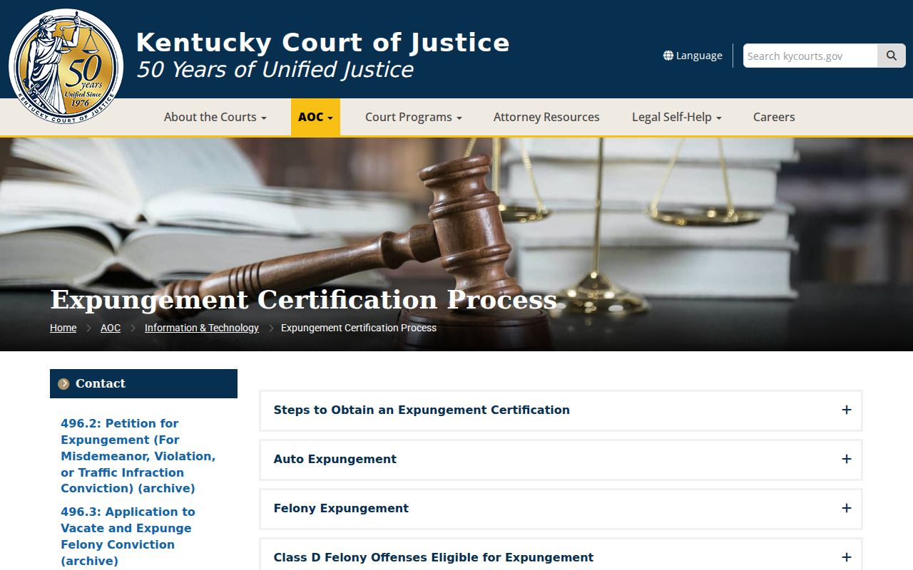 Gallatin County criminal record expungement process page